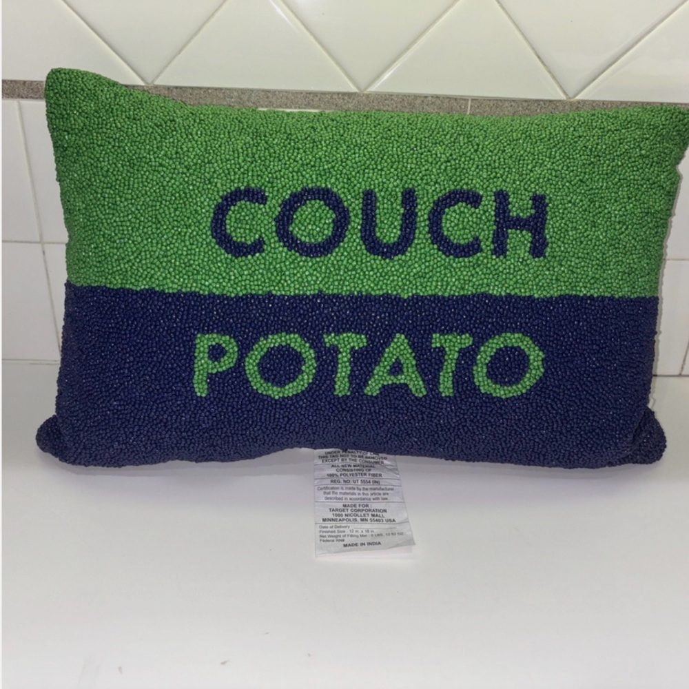 NWT KSNY Green and Blue Couch Potato Pillow